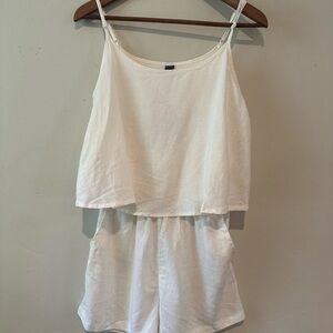 White Linen Viscose Sleeveless Romper Esmara by Heidi Kline- size 6